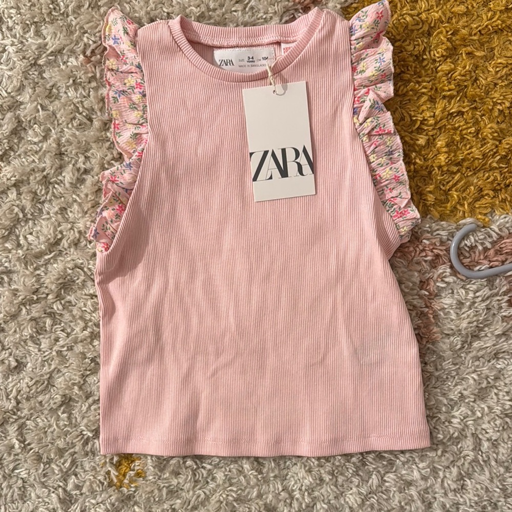 Floral Ribbed Top 3/4 - Picture 2 of 2